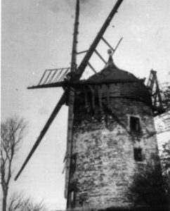 Close up of tower mill, Heage, in derelict state