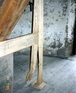 Lightning damage to sack frame, Heage Tower Mill