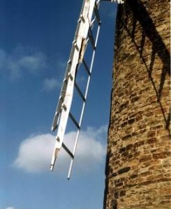 Lightning damage to sail at Heage Tower Mill