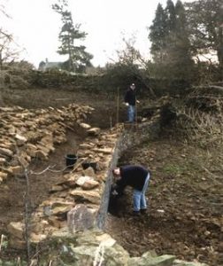 Stone walling at Heage Tower Mill