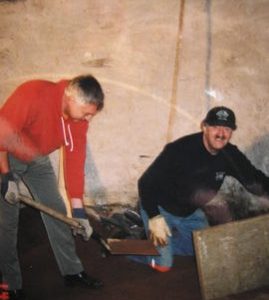 Laying new floor in mill basement