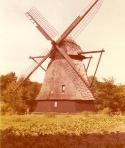 Thatched smock mill at open air museum, Odense, Denmark
