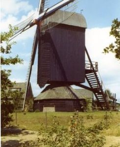 The Doesburg Mill (preserved post mill) at Ede, Holland, summer 1971