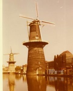 Preserved tower mills at Schiedam, Holland, 1973