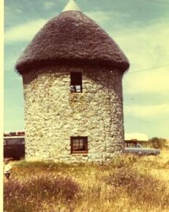 Preserved tower mill (windshaft and machinery apparently missing), Brittany, France, 1970