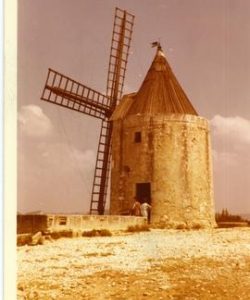 Preserved tower mill (Alphonse Daudet's Mill), near Arles, south of France, summer 1973