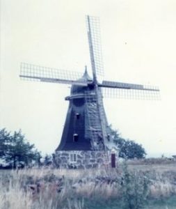 Preserved (undergoing repair) Swedish smock mill, summer 1974
