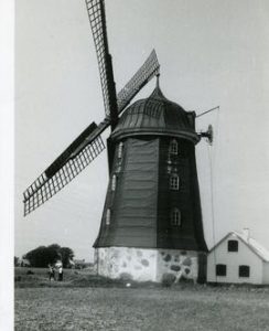 Preserved smock mill at unknown location in Sweden, summer 1974