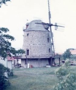 Restored tower mill at Hogby, island of Oland, Sweden, summer 1974