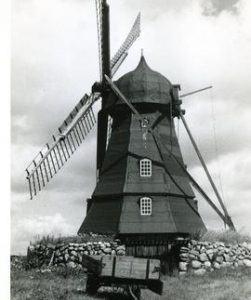 Preserved smock mill at unknown location in Sweden, summer 1974