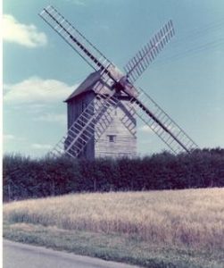 Preserved post mill at Maisons, Beauce region, France, summer 1975