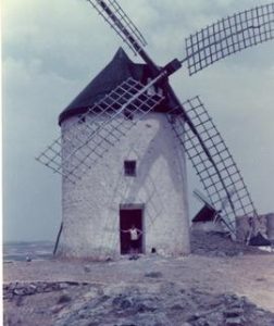 Preserved tower mills at La Mancha, Spain, summer 1975