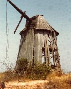 Derelict smock mill near Gaeiras, Portugal, July or August 1981