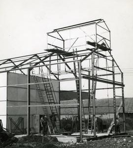 Building frame construction in progress