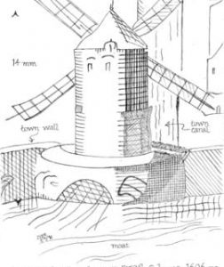 Tower mill on the old city walls, Delft