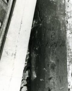 Graffiti on wooden remains, Moreton