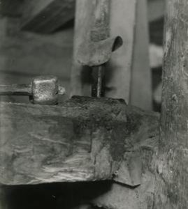 Tools on a beam in a toe mill in Maaninka, Savo