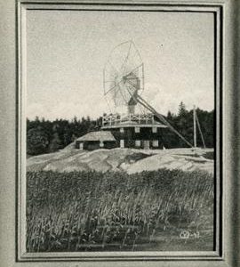 Painting of Louhisaari Manor magpie mill in Askainen, Varsinais-Suomi