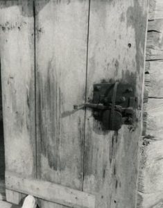 Lock on stone chamber door in Vikelä Farm magpie mill in Ylöjaäivi, Taivalpohja, Häme