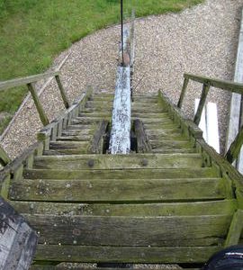 Ladder and tailpole, Six Mile Bottom Mill, Burrough Green