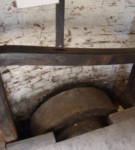 Sack hoist drive and adjustment lever, tower mill, Bidston