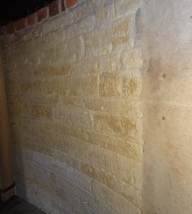 Section of tower wall on dust floor, Chesterton Windmill, Chesterton