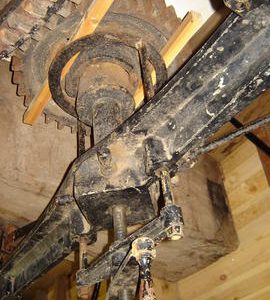 Stone nut, bridgetree and tentering gear, post mill, Chillenden