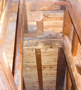 Detail of bin/stone floor framing, Jill Mill, Clayton