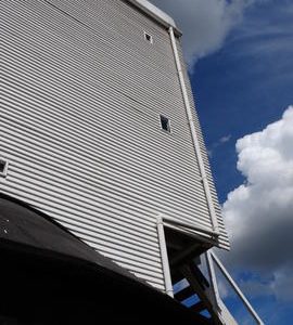 External view, showing guttering on buck, Jill Mill, Clayton