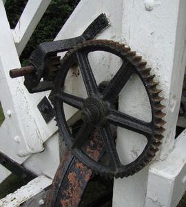 Fan carriage wheel and associated gearing, Cromer Mill, Cromer