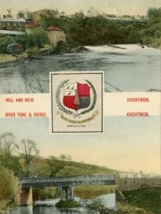 Mill and Weir, Knightwick. River Teme & Bridge, Knightwick.