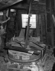 Millstones on display, Union Mill, Cranbrook