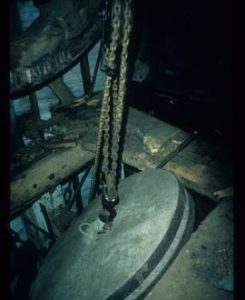 Millstones being hoisted into position, Jill Mill, Clayton
