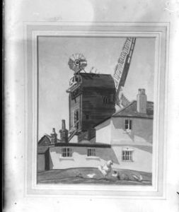 Photograph of watercolour showing post mill