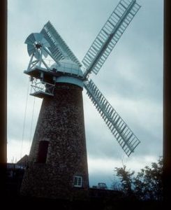 Saxon Mill, Chiseldon, reconstructed with cap, fan and shuttered sails