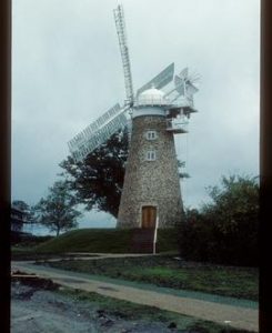Saxon Mill, Chiseldon, reconstructed with cap, fan and shuttered sails