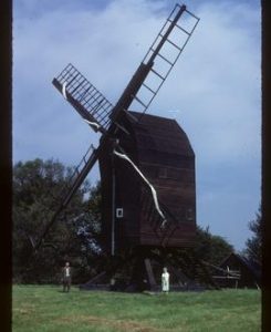 Post mill, Nutley, restored with canvas furled on common sails