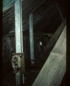 Interior of upper wooden section of roundhouse, New Mill, Cross in Hand