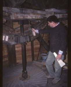 Interior of preserved post mill