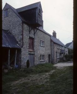 Exterior of watermill building with lucam