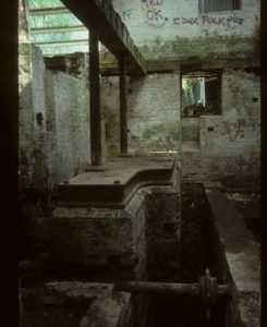 Interior of watermill building