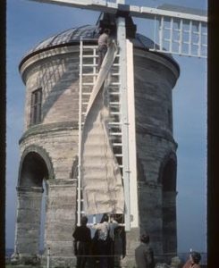 Setting canvas on sails, Chesterton Windmill, Chesterton