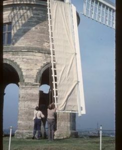 Setting canvas on sails, Chesterton Windmill, Chesterton