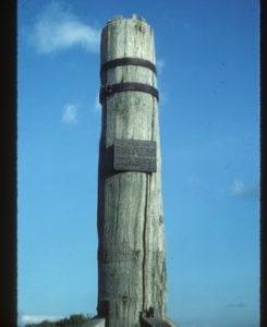 Notice on surviving main post, Glyndebourne Mill, Ringmer