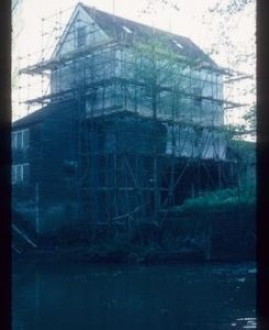 Dean's Mill, Lindfield, scaffolded for repairs