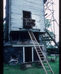 Oldland Mill, Keymer, scaffolded for repair