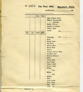 City Flour Mills, Norwich, Delivery Notes