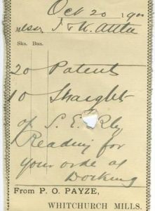 P O Payze, Delivery Note