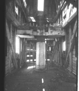 Interior view of mill body with contents and upper floors removed, Calver's Mill, Halesworth