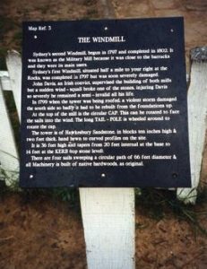 Photograph of the information board for Old Sydney Town windmill, Somersby, Australia
